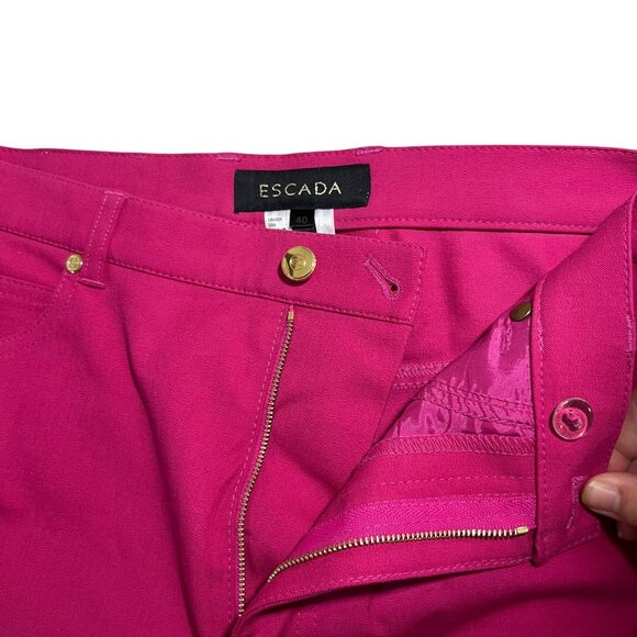 Escada women's pants 40 US 8 10 M bright pink denim straight leg - Picture 2 of 11